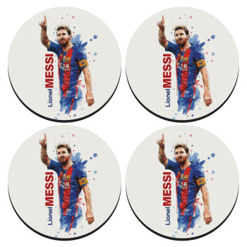 Lionel Messi, SET of 4 round wooden coasters (9cm)