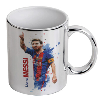 Lionel Messi, Mug ceramic, silver mirror, 330ml