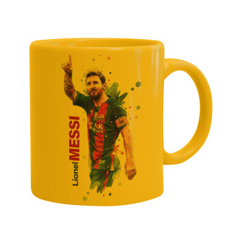 Lionel Messi, Ceramic coffee mug yellow, 330ml (1pcs)