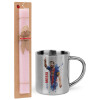 Easter Set, metallic thermal cup (300ml) & aromatic flat Easter candle (30cm) (PINK)