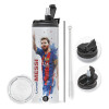 Travel Tumbler 2 Lids, with metal straw & cleaning brush (Stainless steel 304 Food grade, BPA free, 600ml)