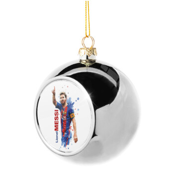 Lionel Messi, Silver 8cm Christmas tree ball ornament