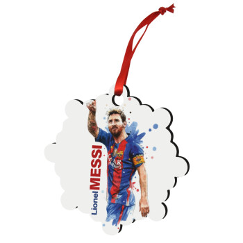 Lionel Messi, Christmas ornament snowflake wooden 7.5cm