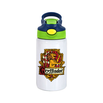 Gryffindor, Harry potter, Children's hot water bottle, stainless steel, with safety straw, green, blue (350ml)