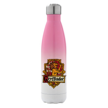 Gryffindor, Harry potter, Metal mug thermos Pink/White (Stainless steel), double wall, 500ml