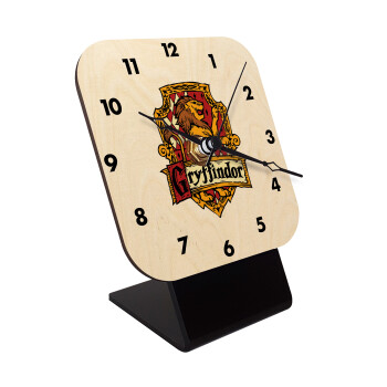 Gryffindor, Harry potter, Επιτραπέζιο ρολόι σε φυσικό ξύλο (10cm)