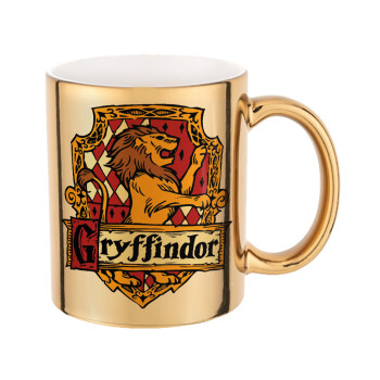 Gryffindor, Harry potter, Mug ceramic, gold mirror, 330ml