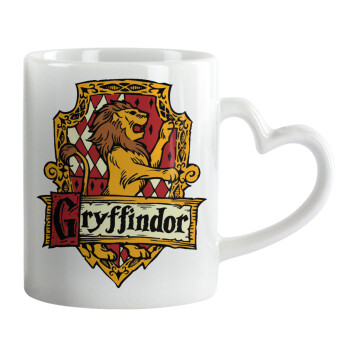 Gryffindor, Harry potter, Κούπα καρδιά χερούλι λευκή, κεραμική, 330ml