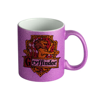Gryffindor, Harry potter, Κούπα Μωβ Glitter που γυαλίζει, κεραμική, 330ml