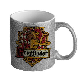 Gryffindor, Harry potter, Κούπα Ασημένια Glitter που γυαλίζει, κεραμική, 330ml