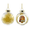 Transparent Christmas tree ball ornament with gold filling 8cm