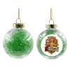 Transparent Christmas tree ball ornament with green filling 8cm