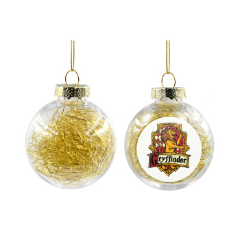 Gryffindor, Harry potter, Transparent Christmas tree ball ornament with gold filling 8cm