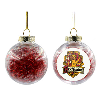 Gryffindor, Harry potter, Χριστουγεννιάτικη μπάλα δένδρου διάφανη με κόκκινο γέμισμα 8cm