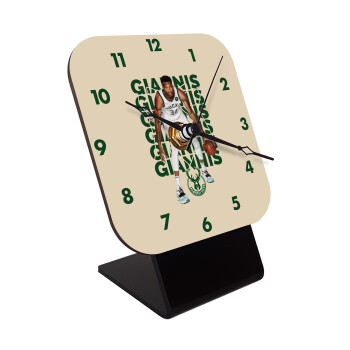 Giannis Antetokounmpo, Quartz Wooden table clock with hands (10cm)