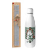 Easter Set, metallic Inox water bottle (700ml) & Easter scented flat candle (30cm) (GRAY)