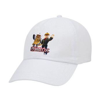 Roblox, Adult Baseball Cap White 5-panel (POLYESTER, ADULT, UNISEX, ONE SIZE)