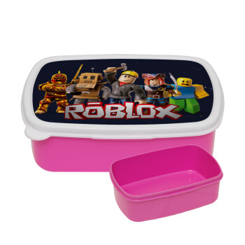 Roblox, ΡΟΖ παιδικό δοχείο φαγητού (lunchbox) πλαστικό (BPA-FREE) Lunch Βox M18 x Π13 x Υ6cm