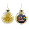 Transparent Christmas tree ball ornament with gold filling 8cm