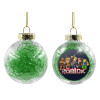 Transparent Christmas tree ball ornament with green filling 8cm