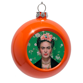 Frida Kahlo, Orange Christmas tree ornament bauble 8cm