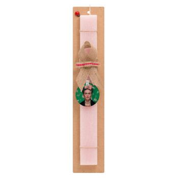 Frida Kahlo, Easter Set, wooden keychain & scented flat Easter candle (30cm) (PINK)