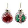 Transparent Christmas tree ball ornament with red filling 8cm