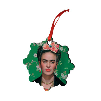 Frida Kahlo, Christmas ornament snowflake wooden 7.5cm