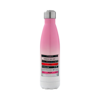 Maneskin Cassette, Metal mug thermos Pink/White (Stainless steel), double wall, 500ml