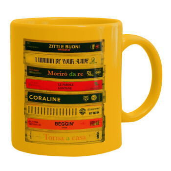 Maneskin Cassette, Ceramic coffee mug yellow, 330ml