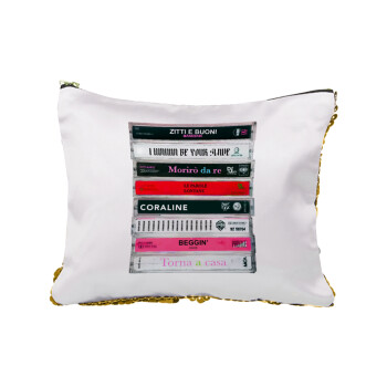 Maneskin Cassette, Sequin Gold Pouch Cosmetic Bag