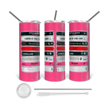 Maneskin Cassette, 360 Eco friendly stainless steel tumbler 600ml, with metal straw & cleaning brush
