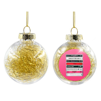 Maneskin Cassette, Transparent Christmas tree ball ornament with gold filling 8cm