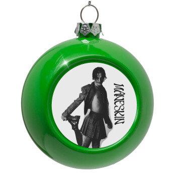 Maneskin Damiano David, Green Christmas tree ornament bauble 8cm