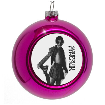 Maneskin Damiano David, Purple Christmas tree ornament bauble 8cm