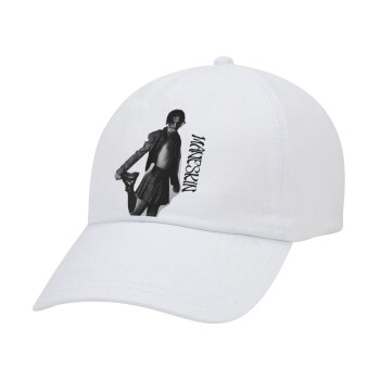 Maneskin Damiano David, Καπέλο Ενηλίκων Baseball Λευκό 5-φύλλο (POLYESTER, ΕΝΗΛΙΚΩΝ, UNISEX, ONE SIZE)
