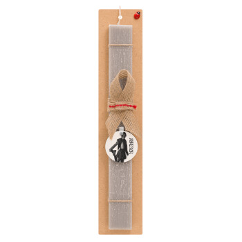 Maneskin Damiano David, Easter Set, wooden keychain & scented Easter candle flat (30cm) (GRAY)