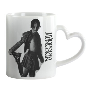 Maneskin Damiano David, Mug heart handle, ceramic, 330ml