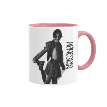 Maneskin Damiano David, Mug colored pink, ceramic, 330ml