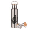 Stainless steel Silver with wooden lid (bamboo), double wall, 750ml