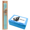 Easter Set, children's snack container BLUE & Easter aromatic flat candle (30cm) (TURQUOISE)