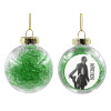 Transparent Christmas tree ball ornament with green filling 8cm