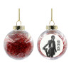 Transparent Christmas tree ball ornament with red filling 8cm