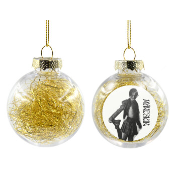 Maneskin Damiano David, Transparent Christmas tree ball ornament with gold filling 8cm