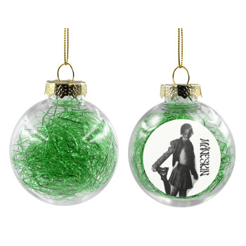 Maneskin Damiano David, Transparent Christmas tree ball ornament with green filling 8cm