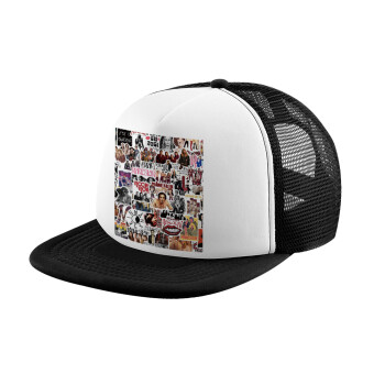 Maneskin stickers, Καπέλο Ενηλίκων Soft Trucker με Δίχτυ Black/White (POLYESTER, ΕΝΗΛΙΚΩΝ, UNISEX, ONE SIZE)