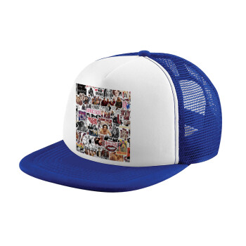 Maneskin stickers, Καπέλο Ενηλίκων Soft Trucker με Δίχτυ Blue/White (POLYESTER, ΕΝΗΛΙΚΩΝ, UNISEX, ONE SIZE)