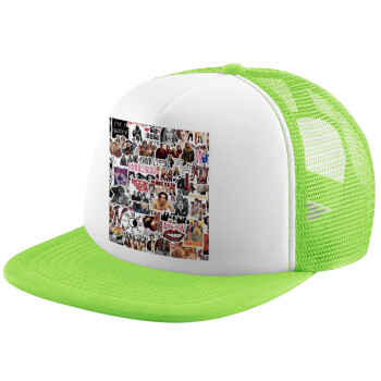 Maneskin stickers, Καπέλο Soft Trucker με Δίχτυ Πράσινο/Λευκό