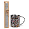 Easter Set, metallic thermal cup (300ml) & Easter aromatic flat candle (30cm) (GRAY)