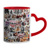 Mug heart red handle, ceramic, 330ml